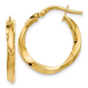 14k Yellow Gold Polished Twisted Round Hoop Earrings, 20mm (3/4 Inch)